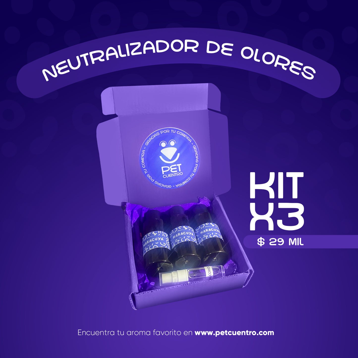 Neutralizador de Olores Petcuentro | KIT x 3 Unidades