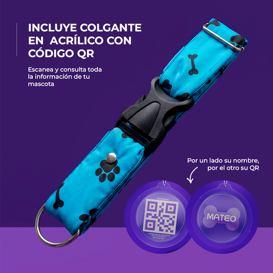 Collar Con Código QR de Identificación | Azul