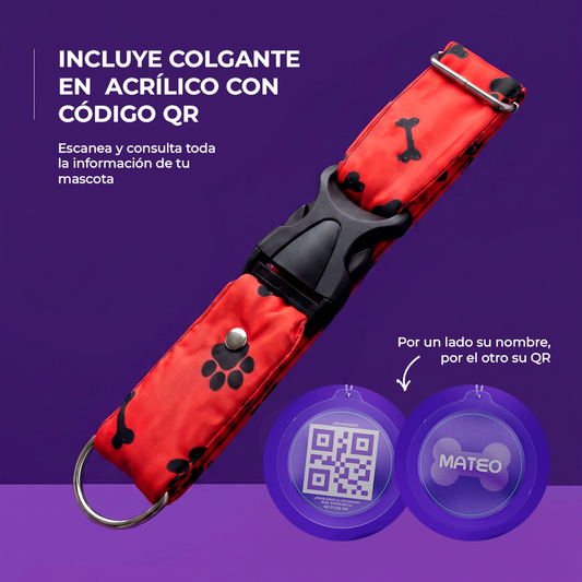 Collar Con Código QR de Identificación | Rojo